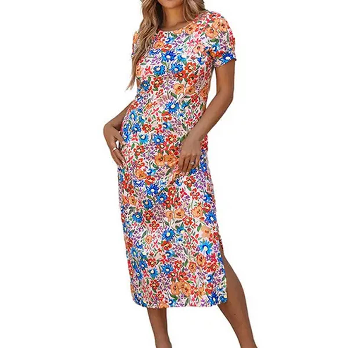 Casual floral print turtleneck skirt