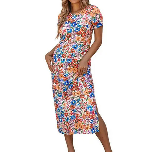 Casual floral print turtleneck skirt