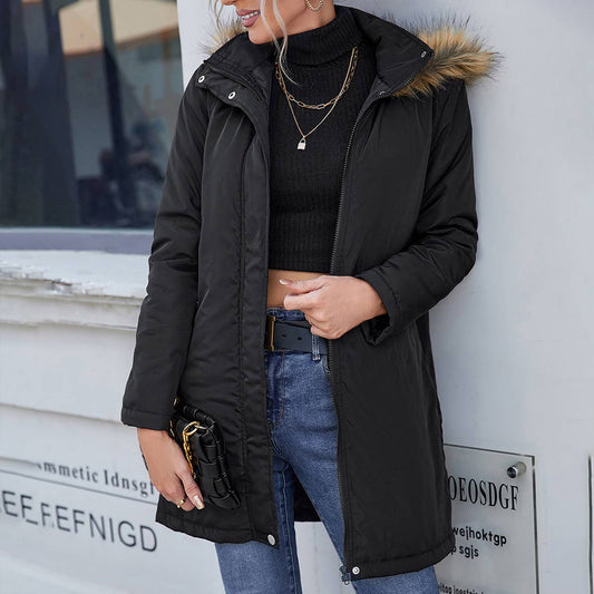 CASUAL HOODED MID-LENGTH TRENCH COAT