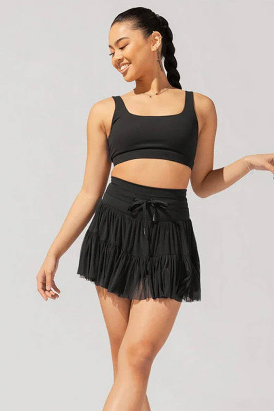 CWBSS0490_SPRING AND SUMMER HIGH WAIST LACE UP PLEATED SKIRT