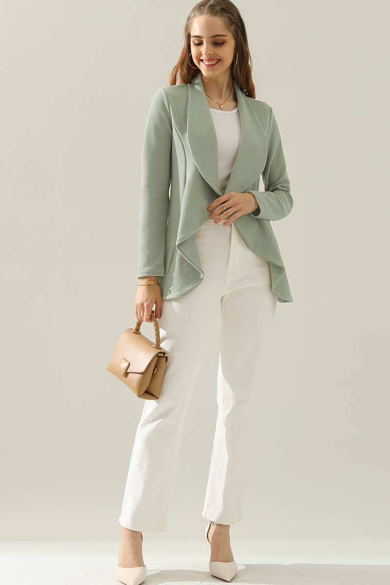 CWOBL090_Casual Work Long Sleeve Open Front Blazer