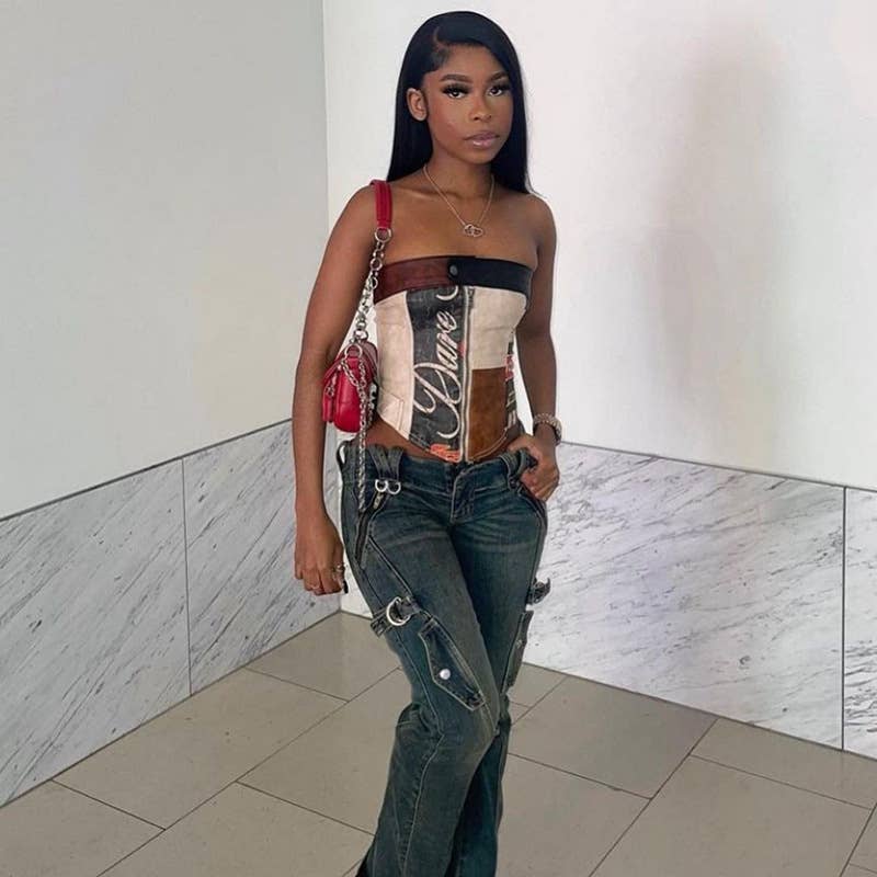 Colorblock Street Style Slim Fit Casual Top