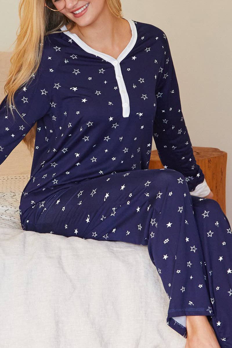 CWSPJ033_COZY LONG SLEEVE HENLEY NECK PAJAMA SET