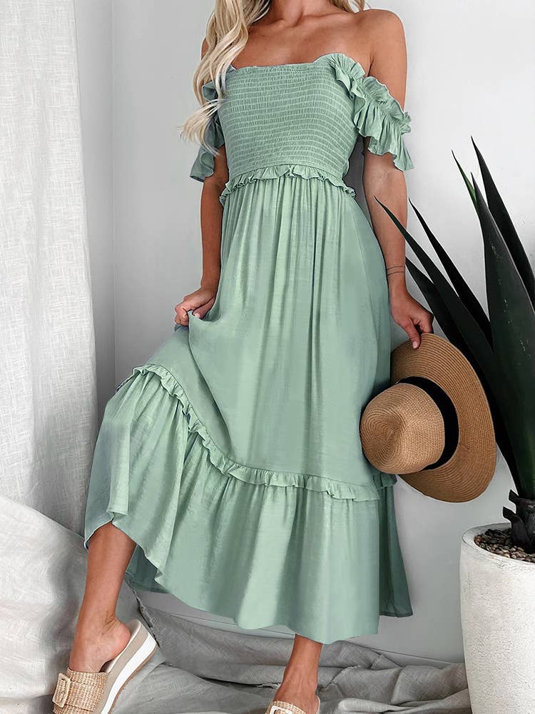 Backless long cable top top swing dress