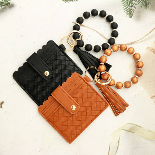 Woven Card Holder with Silicone Bead Keychain_CWAB4961