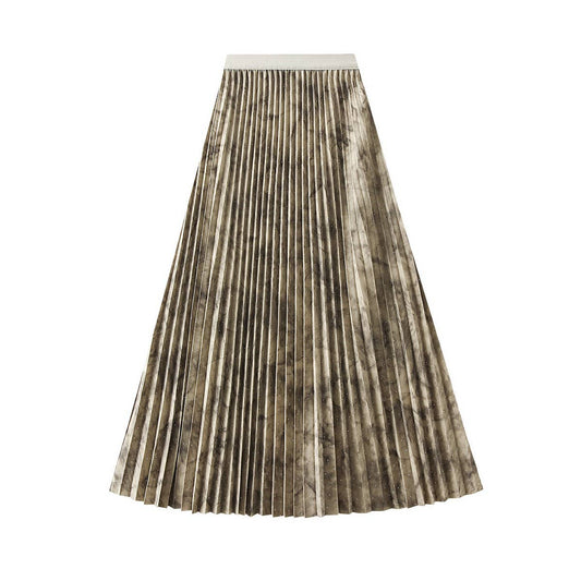 CHINESE STYLE PRINTED PLEATED SKIRT LONG SKIRT