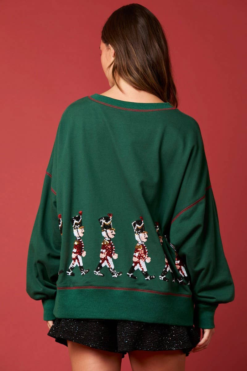 CWTBLL01244_SEQUIN NUTCRACKER SOLDIER CHRISTMAS SWEATSHIRT