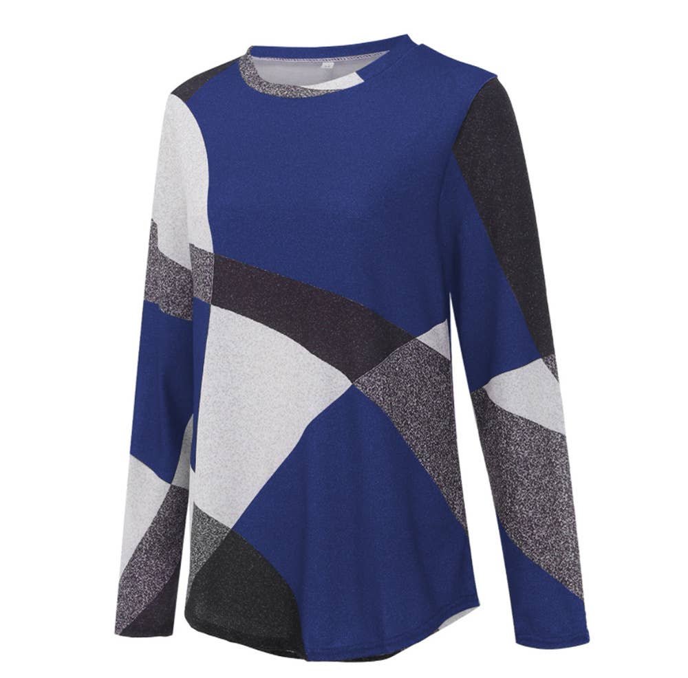 COMFORTABLE GEOMETRIC DESIGN COLOR CONTRAST SHIRT