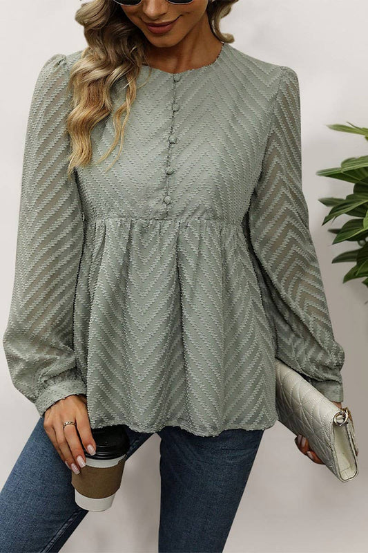CWTBLL3655_AUTUMN SOLID COLOR LONG SLEEVE JACQUARD SHIRT