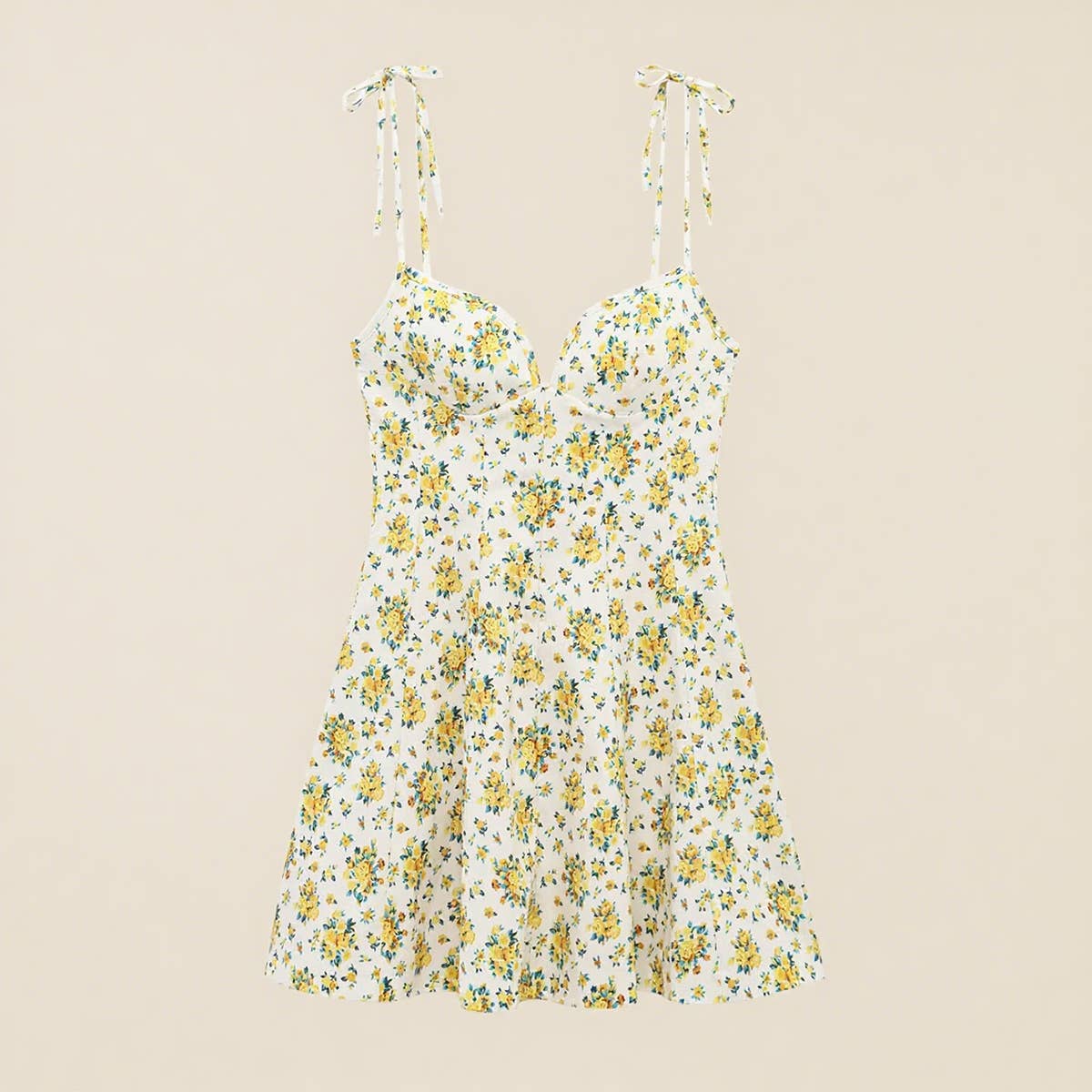 Fashionable floral printed poplin halter dress