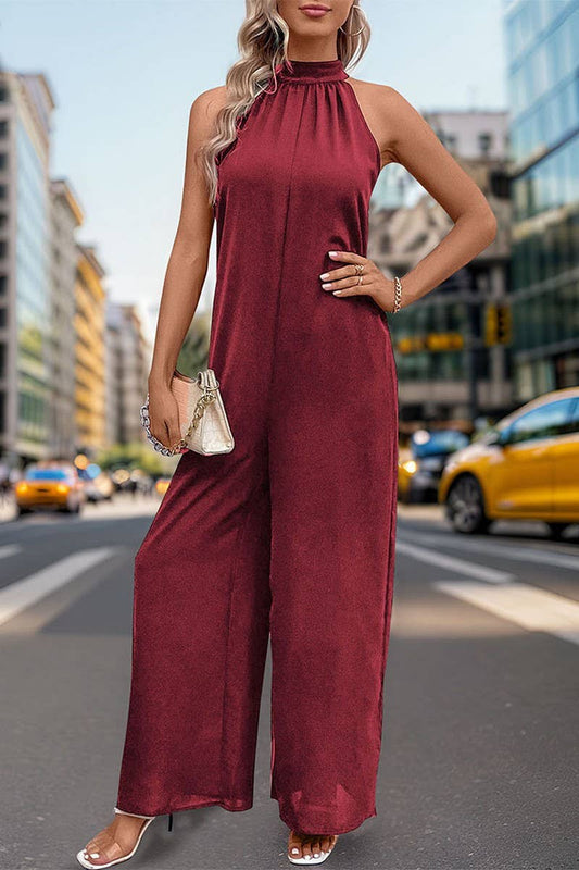 CWSJS0866_HALTER NECK SOLID COLOR STRAIGHT JUMPSUIT