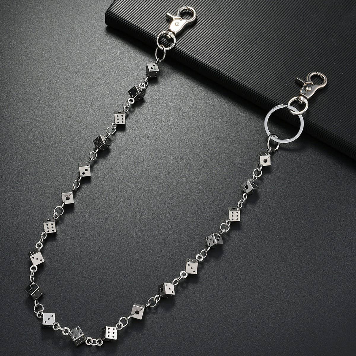 HIP-HOP PUNK STYLE METAL DICE PANTS CHAIN