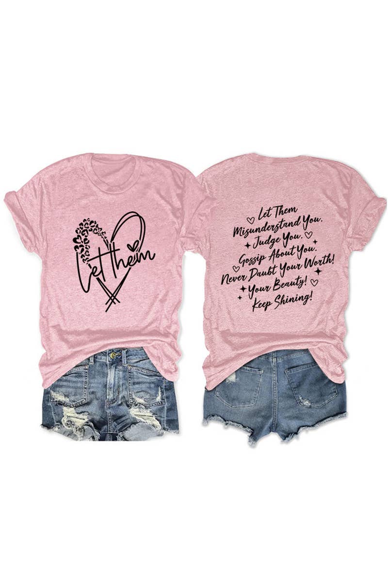 CWTTS1559_SUMMER NEW LETTER HEART PRINT CASUAL SHORT SLEEVES