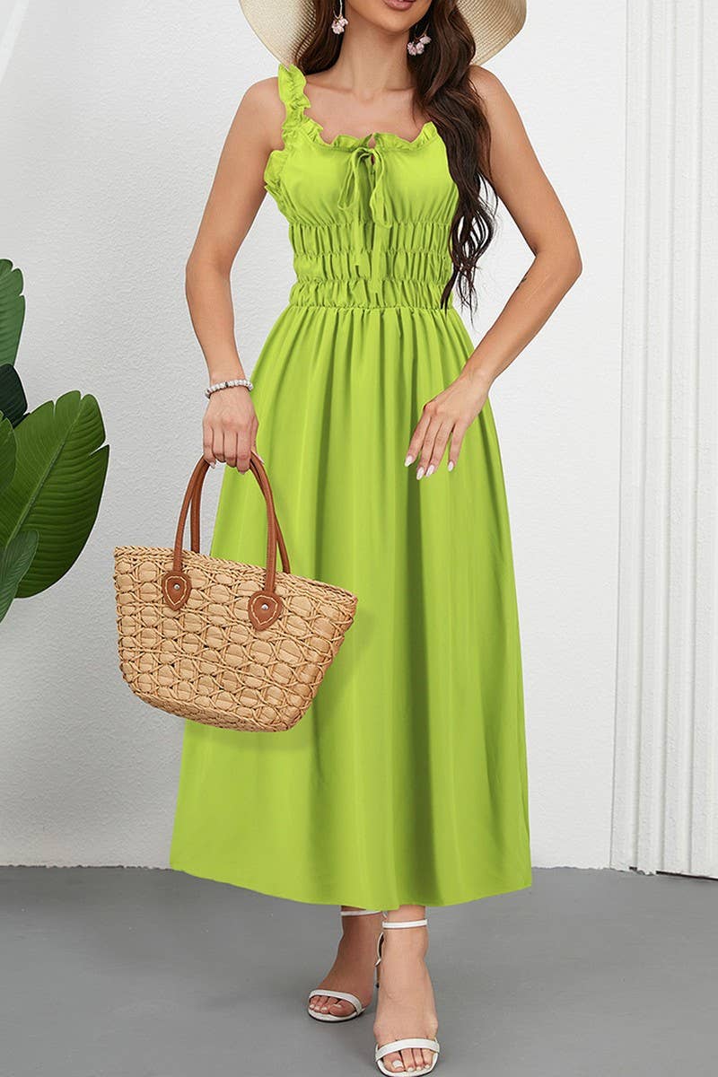 CWDMD6206_CASUAL SOLID COLOR WAIST TIE CAMI MAXI DRESS