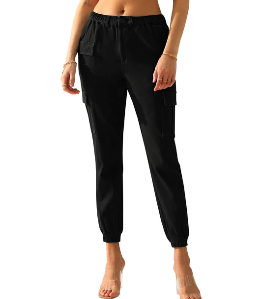 CWBLP400_Elastic Waist Cargo Pants Cotton Cargo Work Pants