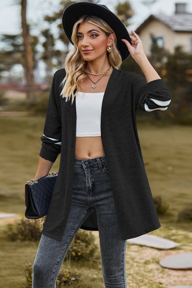 CWOCAL2264_AUTUMN AND WINTER CONTRAST COLOR KNITTED JACKET