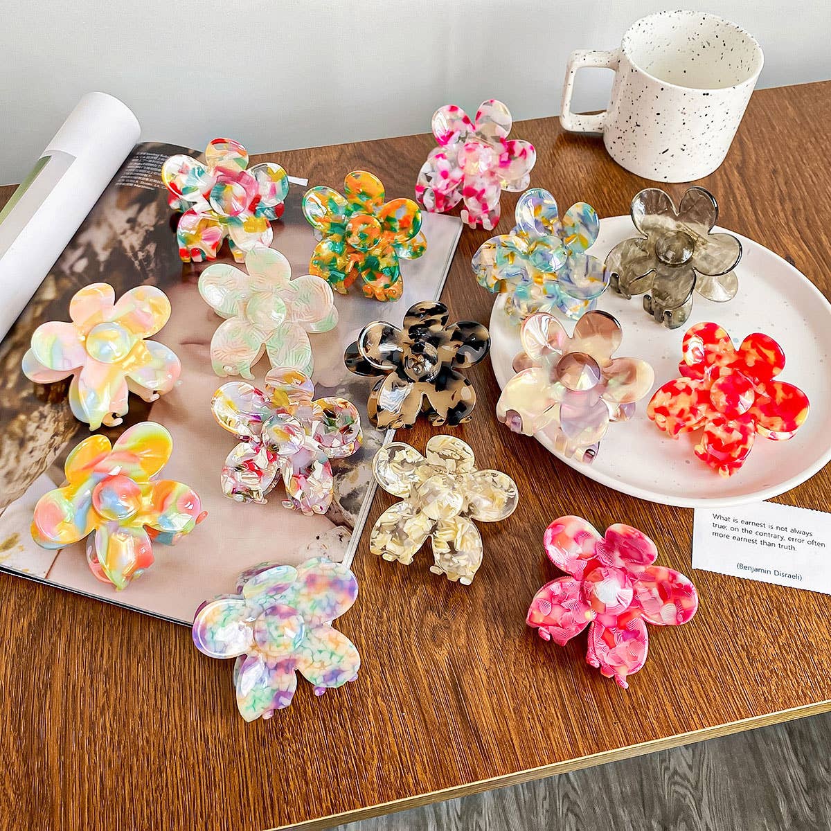 2.7" Flower Tortoise Shell Hair Claw Clips_CWAHA0383