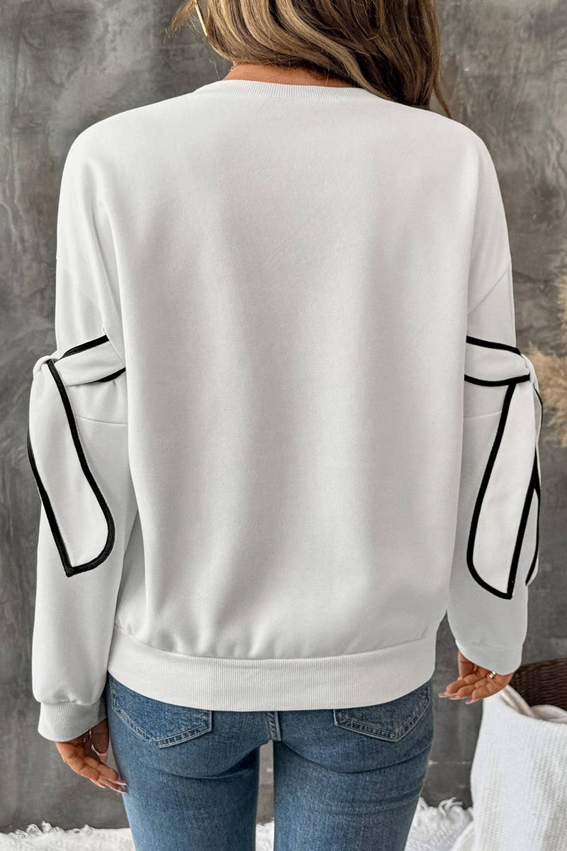 CWTBLL00768_COLORBLOCK BOW DETAIL CREWNECK SWEATSHIRT