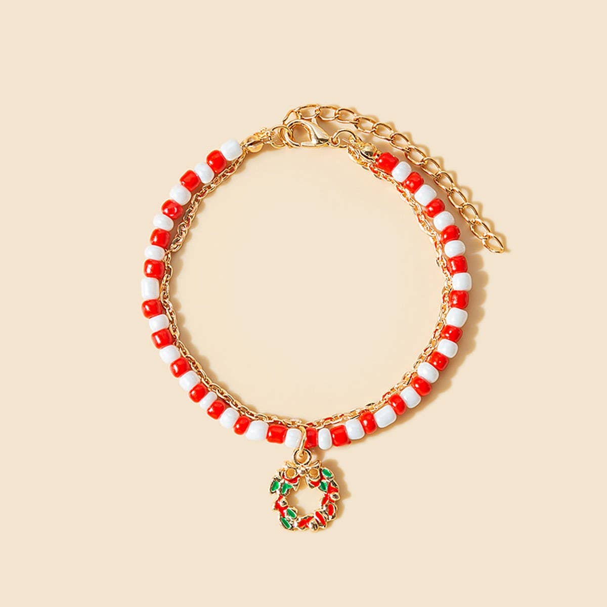 CHRISTMAS COLORBLOCK HANDMADE BEADED BRACELET