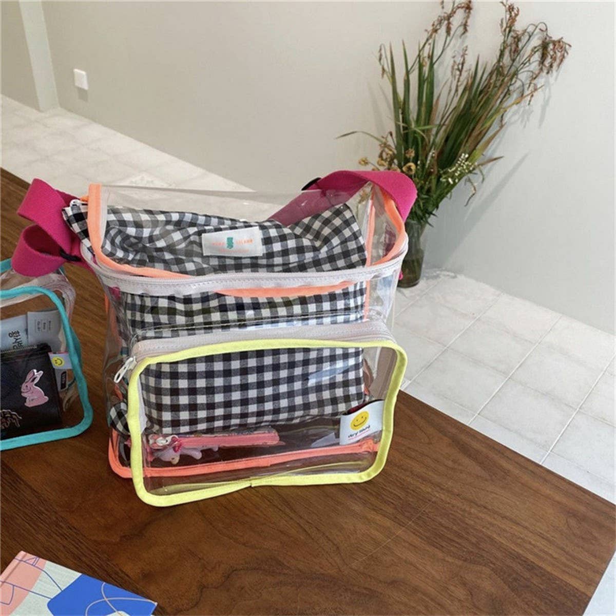 COLOR MATCHING TRANSPARENT BEACH BAG SHOULDER BAG_CWAB1921