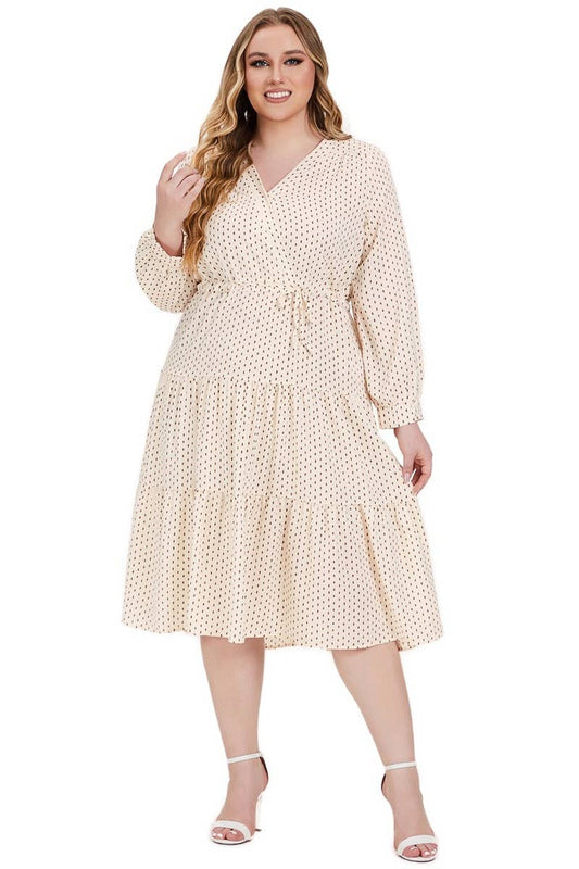 CWDMD3241_PLUS SIZED V-NECK POLKA DOT DRESS