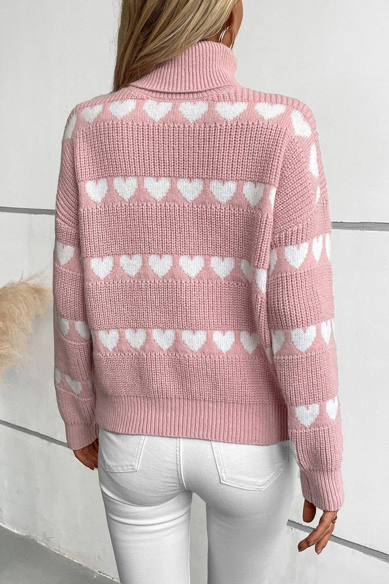CWOSWL2872_LAPEL HEART PULLOVER LONG SLEEVE KNITTED SWEATER