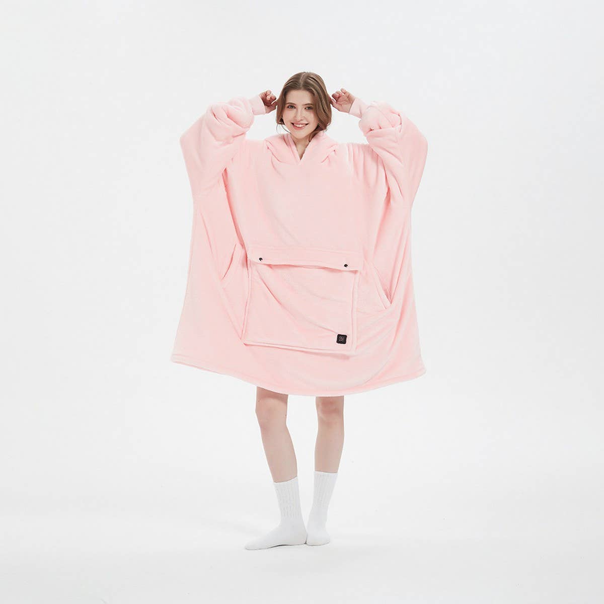 USB Heated Hoodie Blanket Double-Layer Flannel