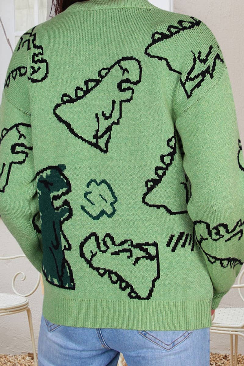 CWOSWL5171_WINTER KNITTED DINOSAUR LONG-SLEEVED SWEATER