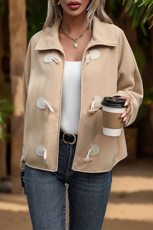 CWOCO0222_POLAR FLEECE LAPEL HORN BUTTON SHORT JACKET