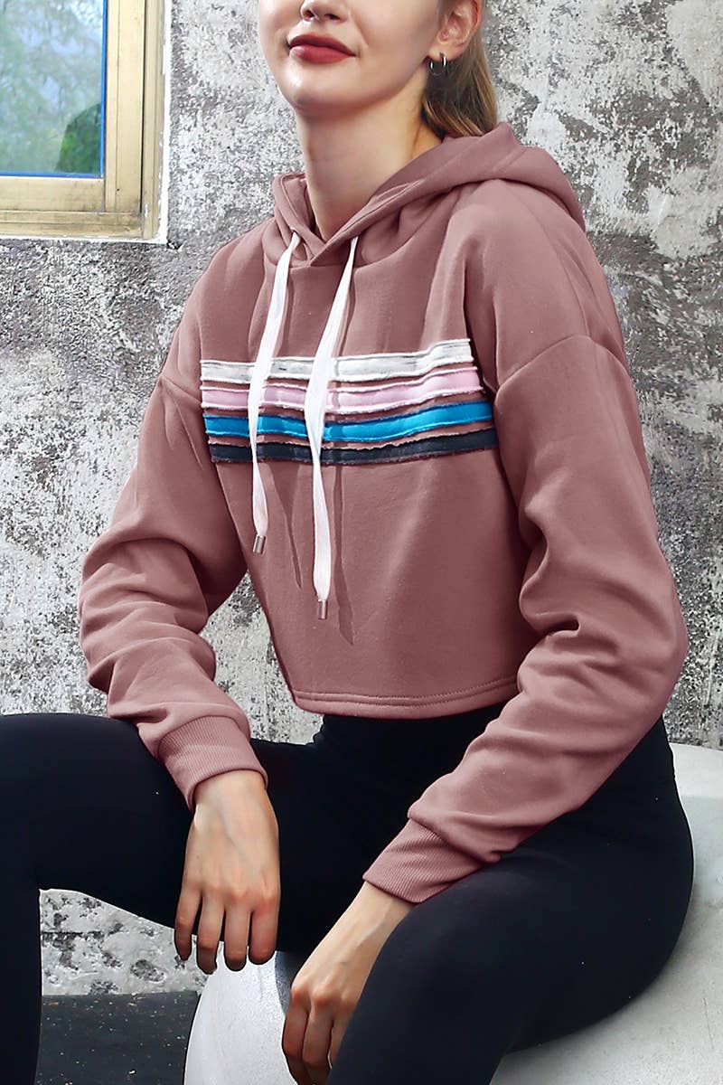 CWOHOL426_Lightweight Pullover Hoodie Cropped Sweatshirt