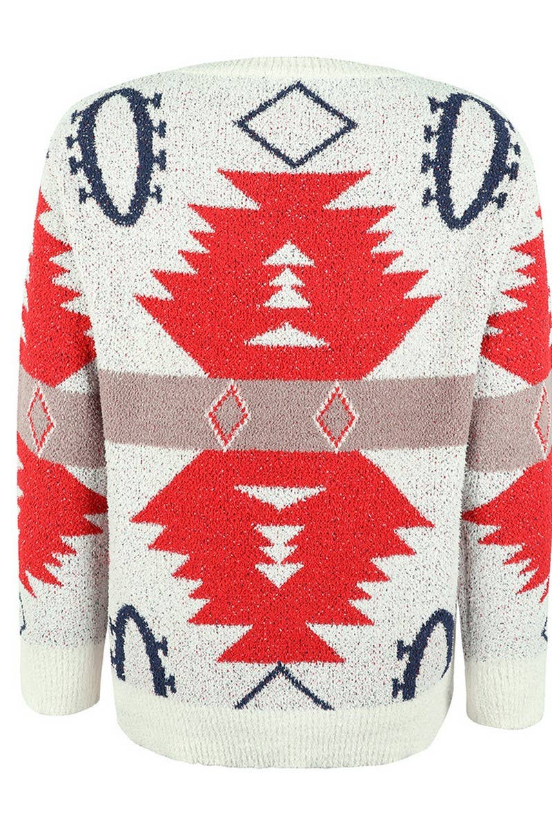 CWOSWL2568_CONTRAST COLOR CHRISTMAS LONG SLEEVE SWEATER