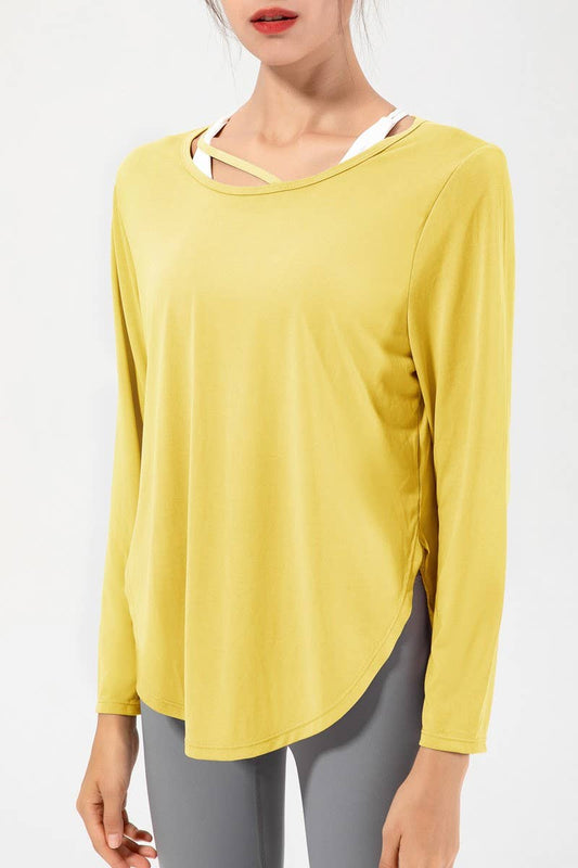 CWTBLL2941_LOOSE LONG SLEEVE YOGA WEAR FITNESS COVER UP