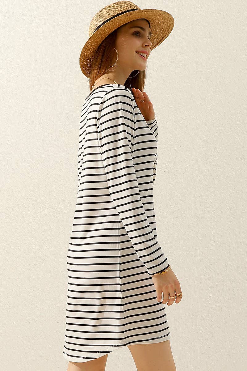 CWDMD805_BUTTON DOWN LONG SLEEVE CASAUL MAXI KNEE DRESS