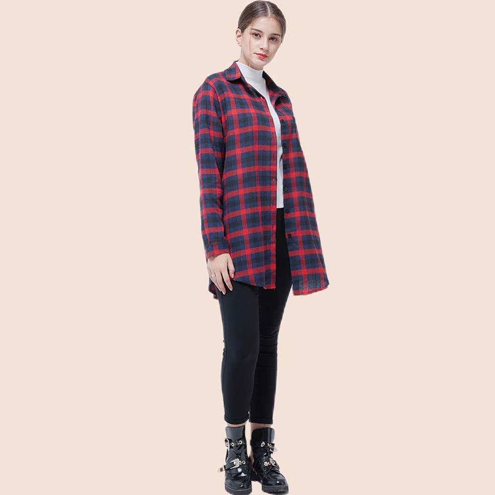 Casual checked long-sleeved shirt
