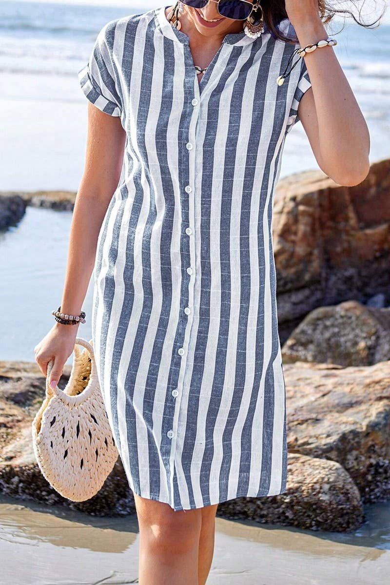 CWTSTS00818_LOOSE AND CASUAL STRIPED SHIRT TOP