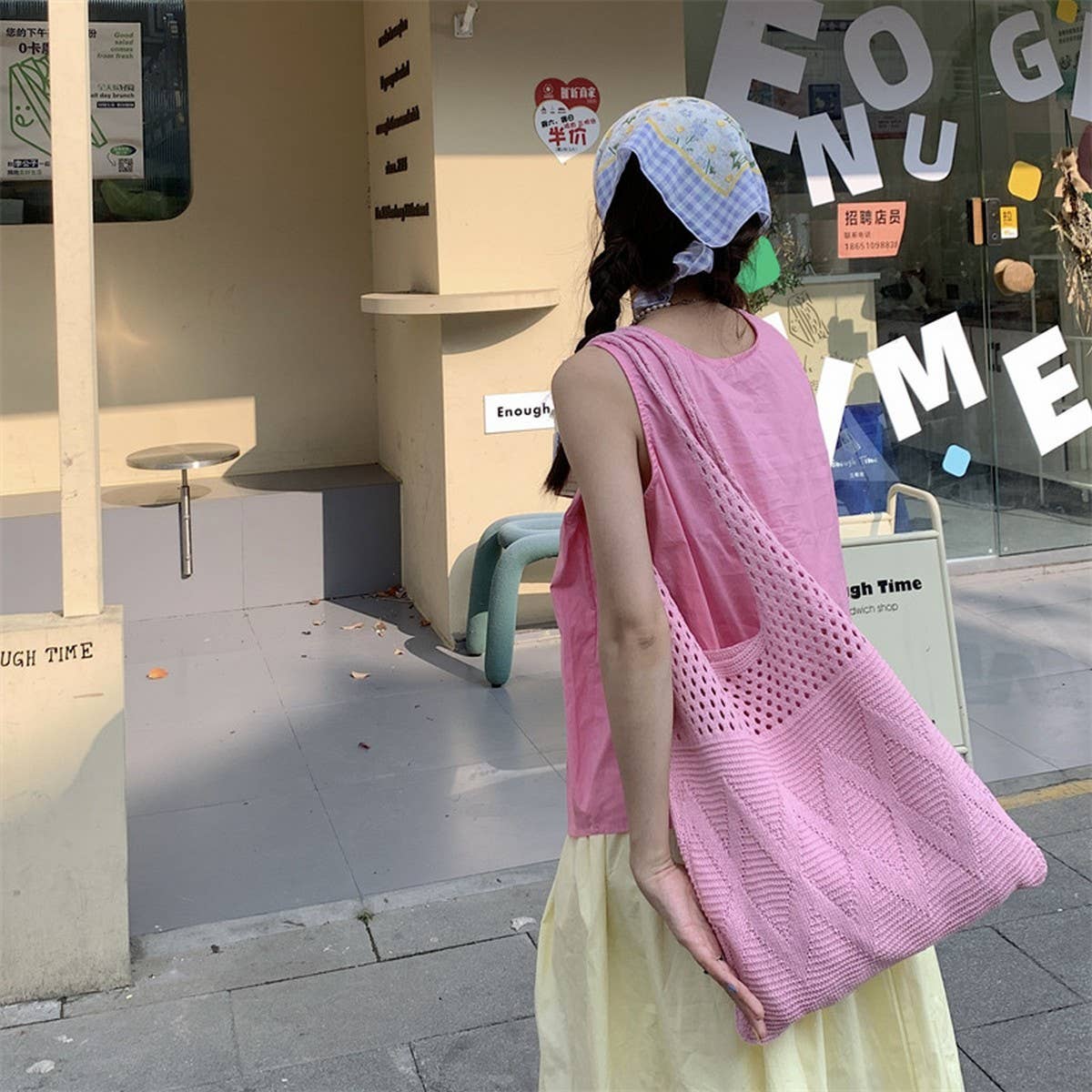 CWAB5788_SOLID COLOR DIAMOND HOLLOW KNITTED UNDERARM BAG