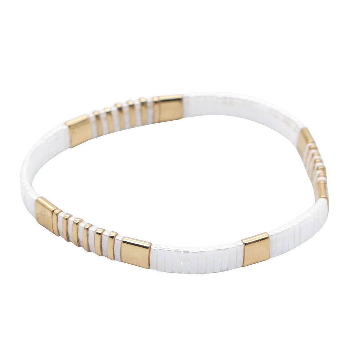 MULTI-LAYERED TILA BEADS BRAIDED GOLD BEAD BRACELET