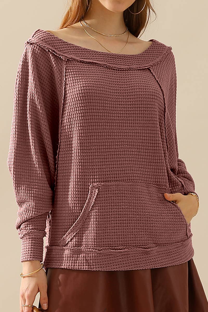 CWTTL1098-P_PULLOVER BOAT NECK POCKETED SWEATER KNIT TOP