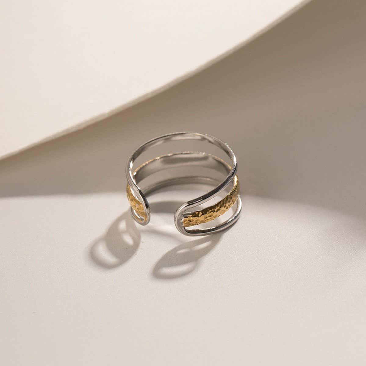 STAINLESS STEEL COLOR MATCHING THREE-LAYER RINGS_CWAJE1240