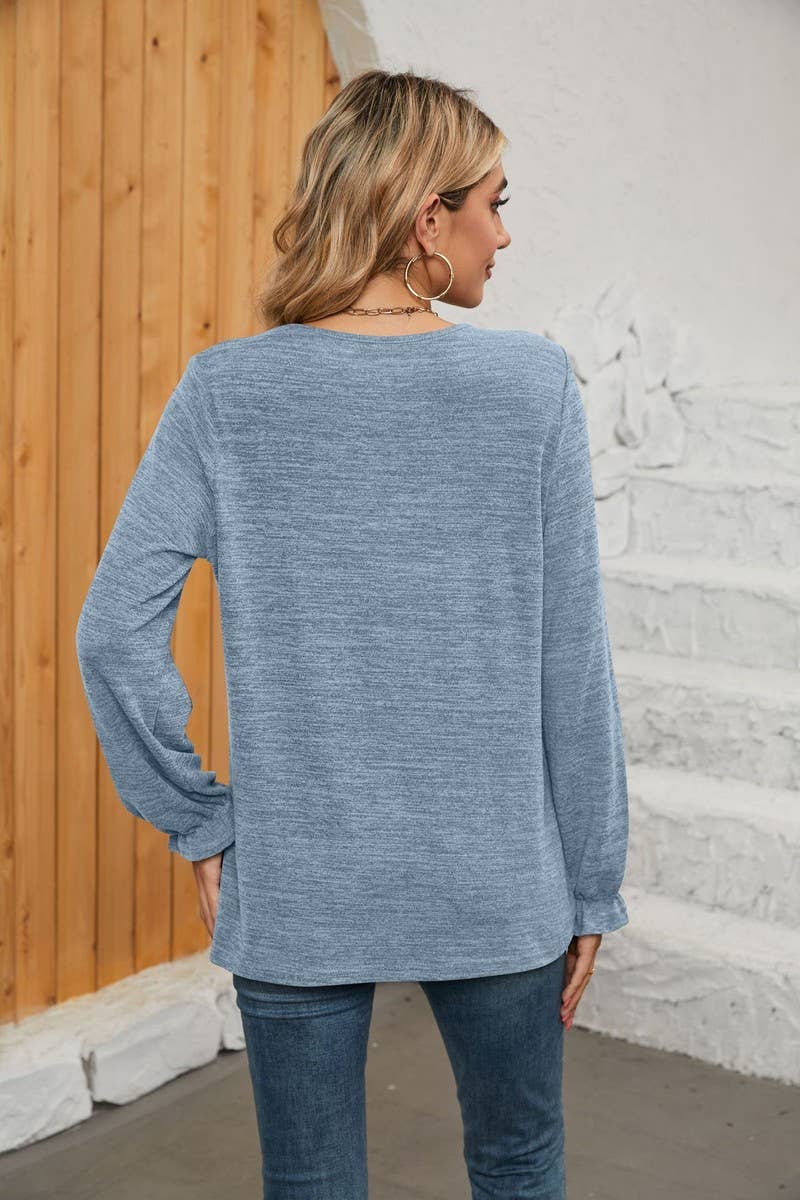 CWTBLL1048_SOLID COLOR LONG SLEEVE ROUND NECK CASUAL TOP