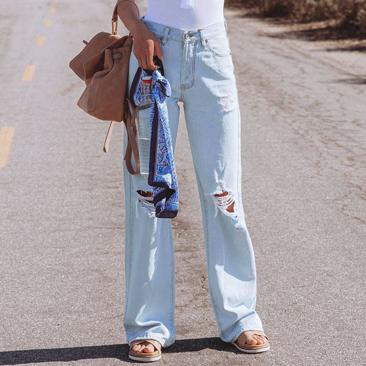 Women?™s Ripped Jeans ??High Waist Wide Fi_CWJP0624