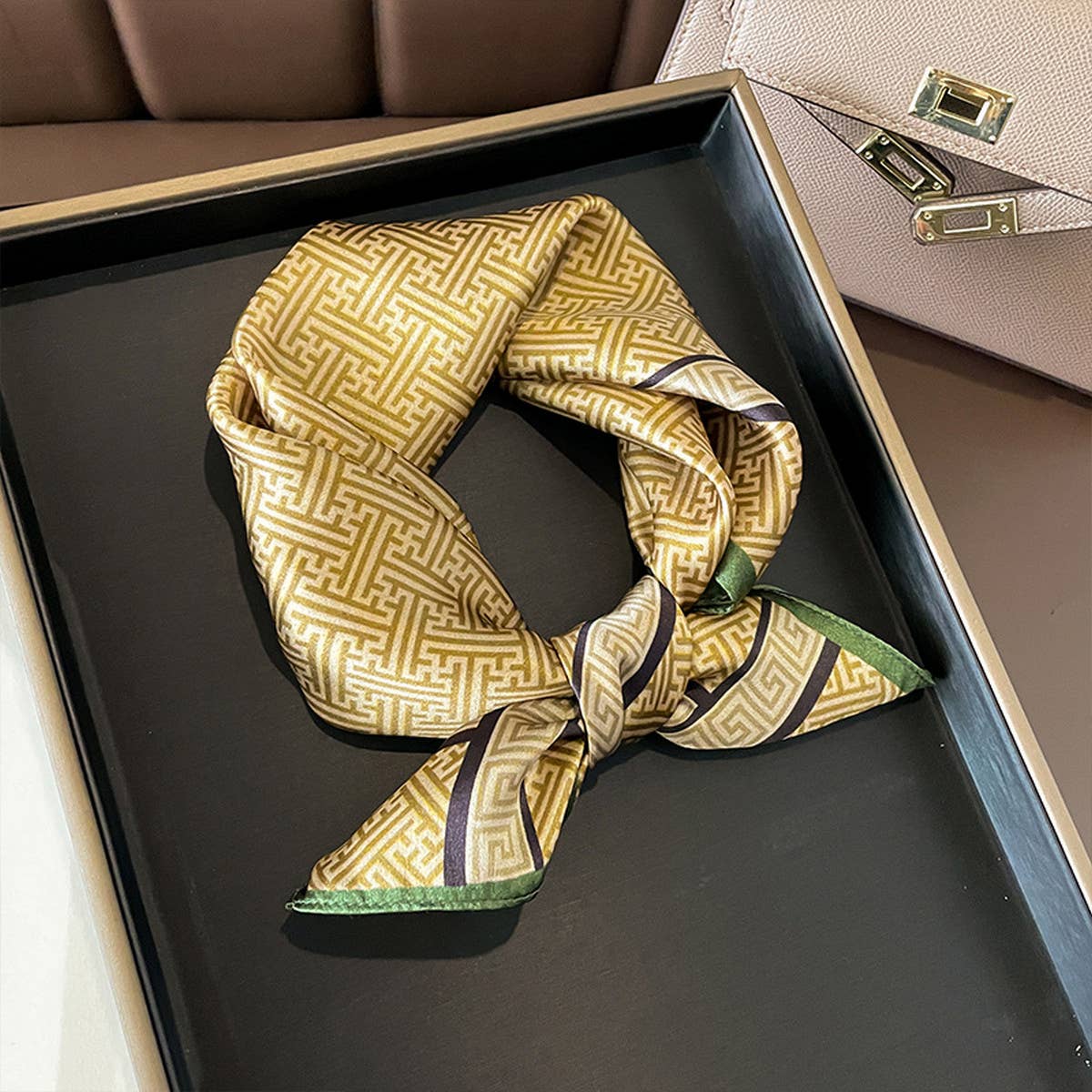Silk Square Scarf - Maze Print Summer Wrap