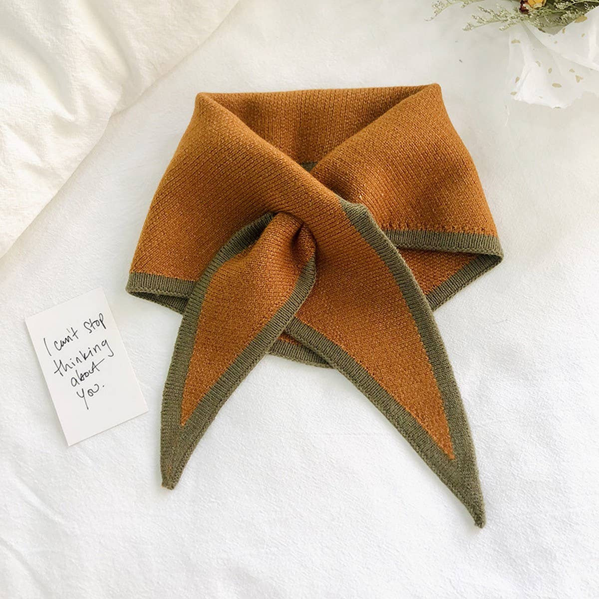 Knit Triangle Scarf for Women’s Winter Neck Wrap