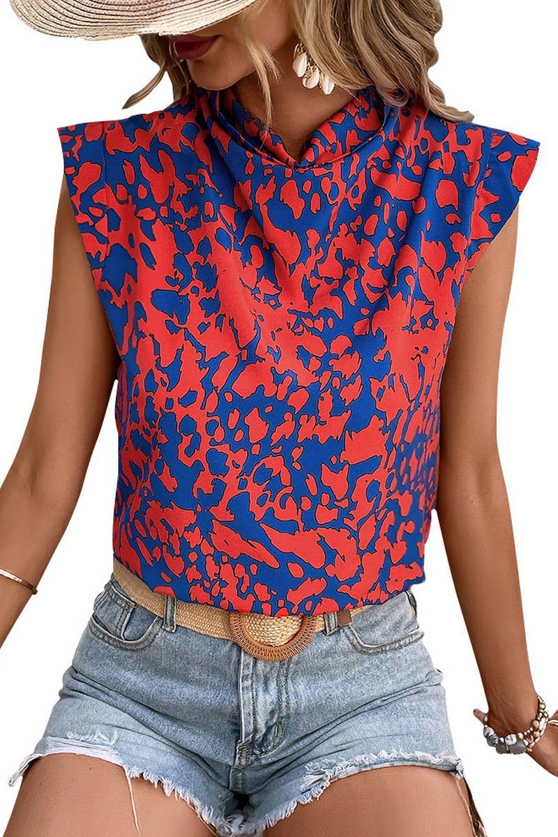 CWTBLSL0387_SLEEVELESS SWING COLLAR PRINTED SHIRT