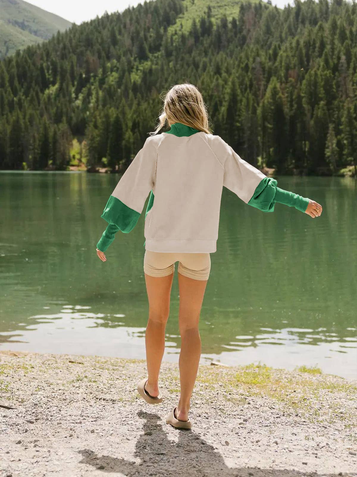 COUNTERCOLOR LANTERN SLEEVE HALFTURTLENECK HOODIE