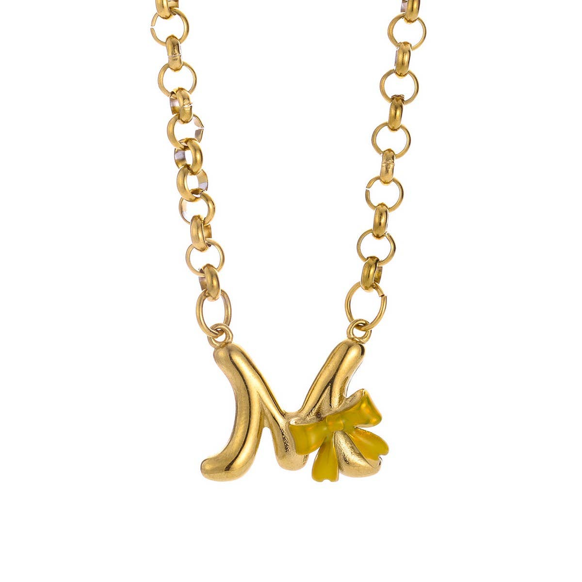 Original Stainless Steel Letter Necklace withEnamel_CWMM8836