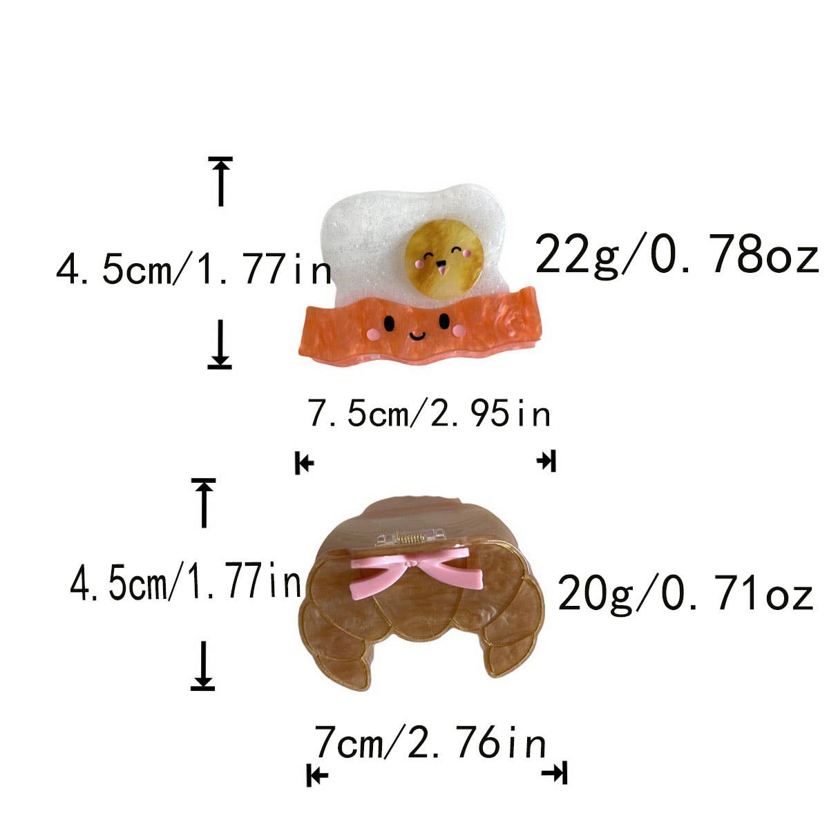 CWAHA07732_CUTE FOOD SMILE BREAD ACRYLIC HAIR CLAW CLIP