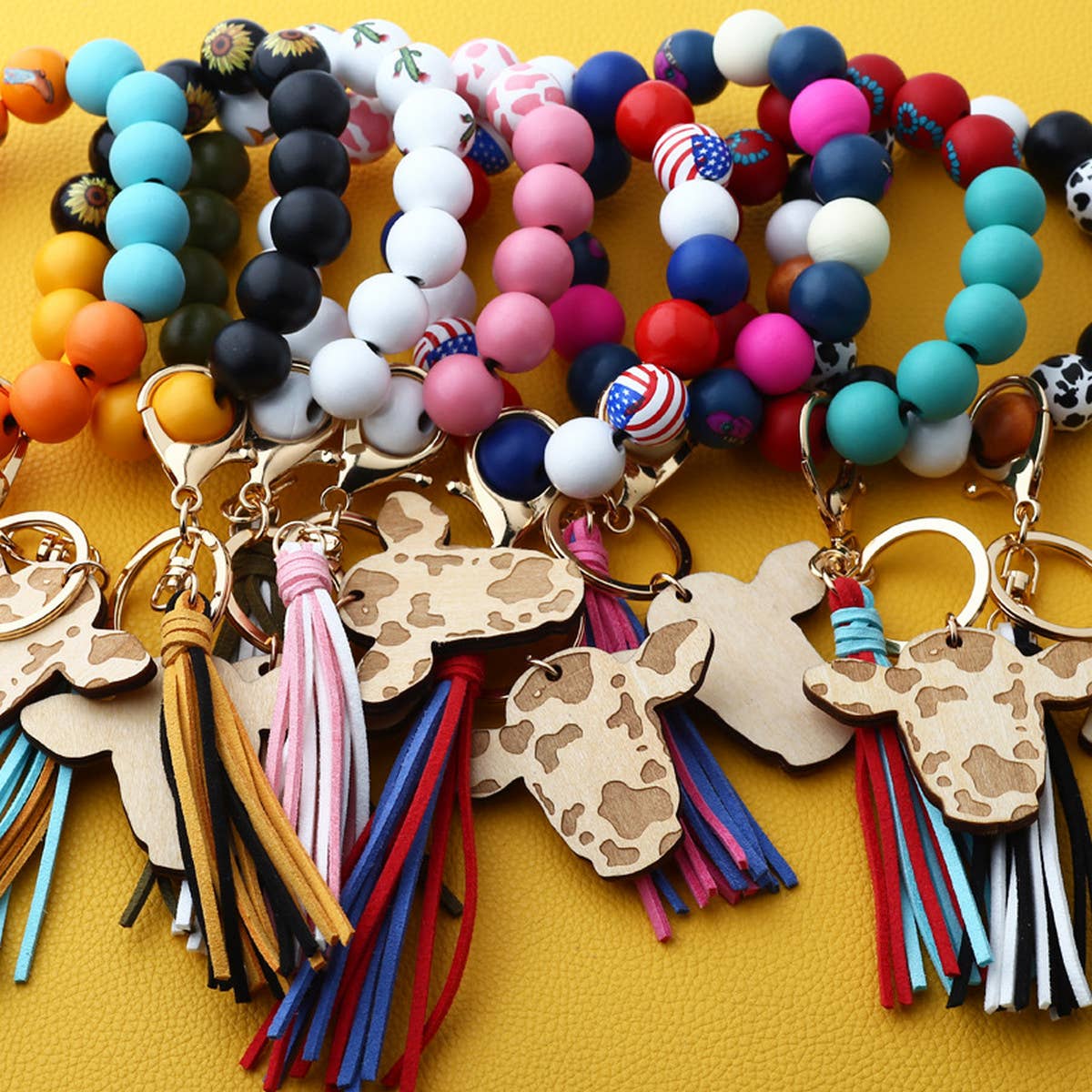 WESTERN NEW TASSEL BRACELET BULL HEAD KEYCHAIN
