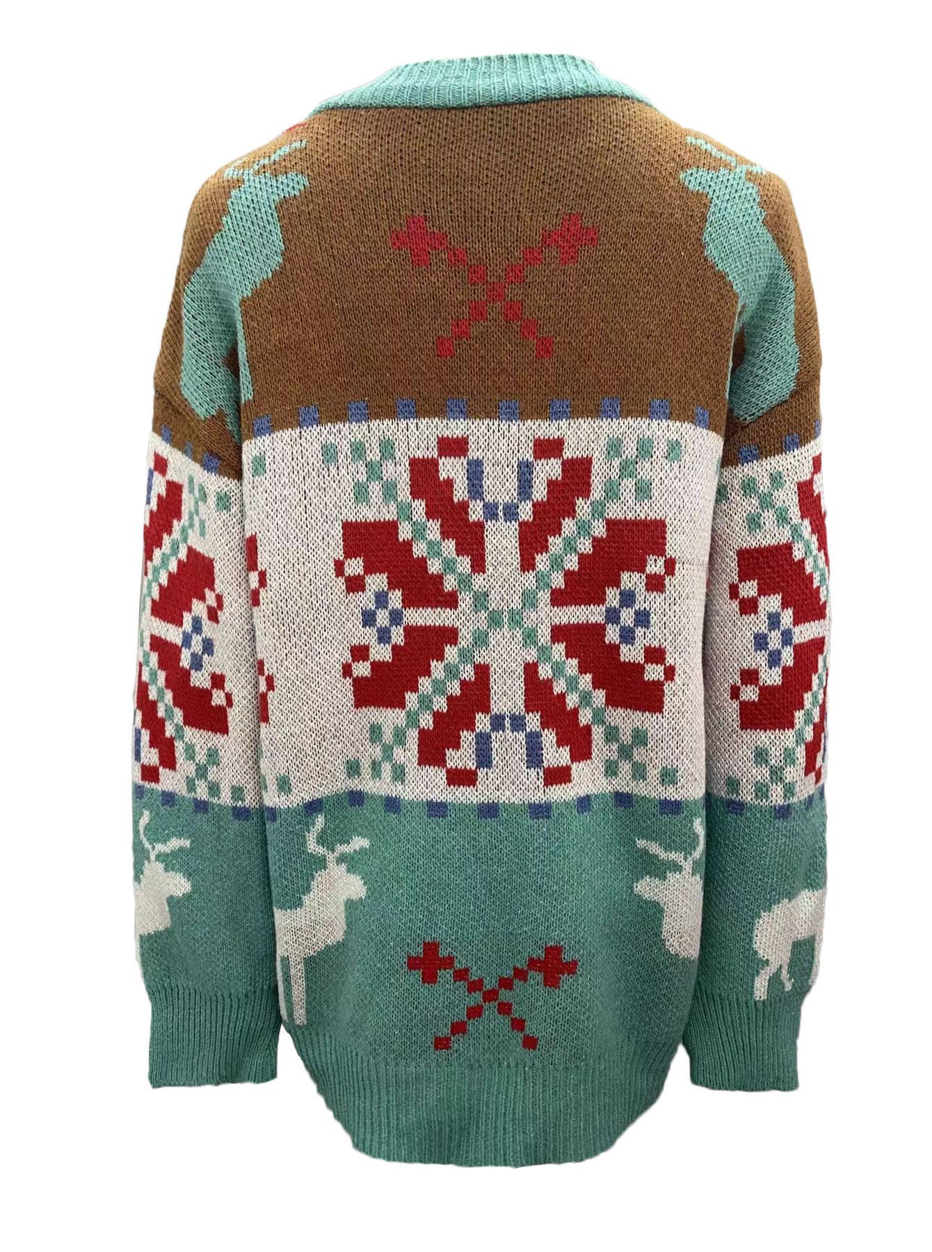 Christmas V-neck button knitted cardigan