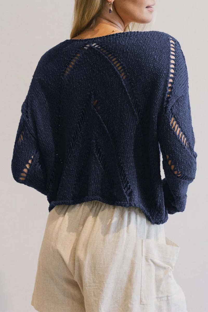 CWOSWL6871_MINIMALIST HOLLOW OUT LIGHTWEIGHT KNIT SWEATER